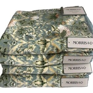 William Morris Co Bath Towels Strawberry Thief Velour 4 Pc Set NEW
